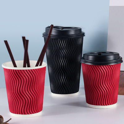 Kubki papierowe 280gsm Bubble Boba z falbanką, jednorazowe, na zimne napoje z pokrywkami