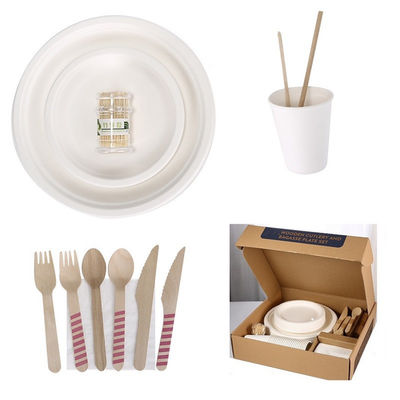 Eco Sustainable Compostable Disposable Plates Cutlery Disposable Take Out Food Containers