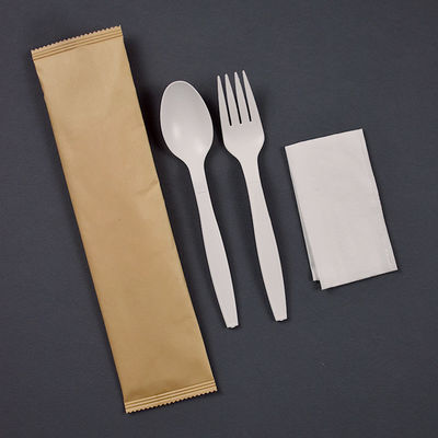 6inch Biodegradable Cornstarch Tableware Individually Wrapped Disposable Cutlery Set
