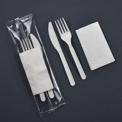 6inch Biodegradable Cornstarch Tableware Individually Wrapped Disposable Cutlery Set