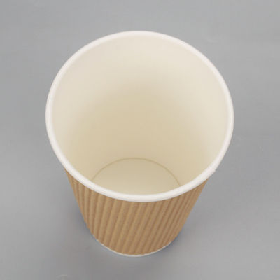 90mm PS PLA recykling 12oz Kraft Ripple Papierowe kubki Triple Wall dla kawy