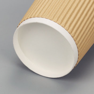 90mm PS PLA recykling 12oz Kraft Ripple Papierowe kubki Triple Wall dla kawy