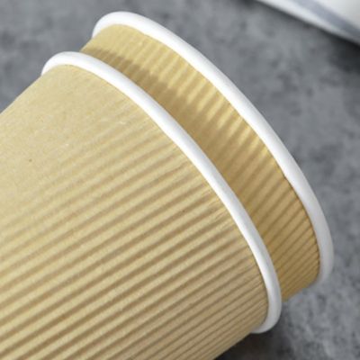 90mm PS PLA recykling 12oz Kraft Ripple Papierowe kubki Triple Wall dla kawy